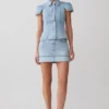 Bently Short Sleeve Denim Top – Washed Light Blue Bently Short Sleeve Denim Top – Washed Light Blue