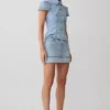 Bently Short Sleeve Denim Top – Washed Light Blue Bently Short Sleeve Denim Top – Washed Light Blue