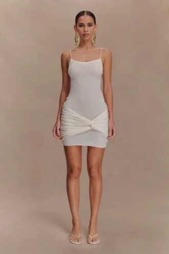 Laurie Twist Knit Mini Dress – Ivory