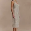 Lenore Silk Lace Halter Midi Dress – Ivory
