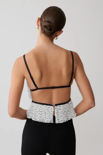 Lilou Pleated Sleeveless Top – Polka Dot