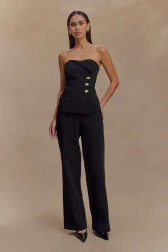Lindie Straight Leg Suiting Pants – Black
