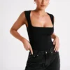 Linley Recycled Nylon Long Line Top – Black
