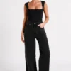 Linley Recycled Nylon Long Line Top – Black