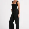 Linley Recycled Nylon Long Line Top – Black