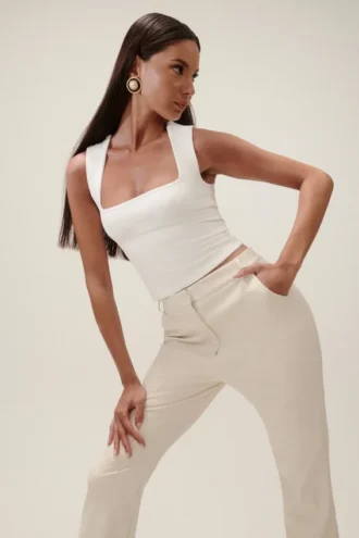 Linley Recycled Nylon Long Line Top – White