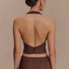 Logan Faux Suede Halter Top – Dark Chocolate Logan Faux Suede Halter Top – Dark Chocolate