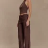 Logan Faux Suede Halter Top – Dark Chocolate Logan Faux Suede Halter Top – Dark Chocolate