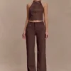 Logan Faux Suede Halter Top – Dark Chocolate Logan Faux Suede Halter Top – Dark Chocolate