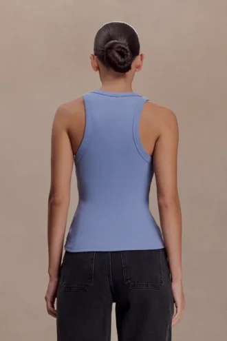 Lola Ribbed Sleeveless Top With Hardware – Cornflower Blue