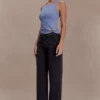 Lola Ribbed Sleeveless Top With Hardware – Cornflower Blue Lola Ribbed Sleeveless Top With Hardware – Cornflower Blue