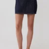 Loraine Mid Rise Denim Mini Skirt – Indigo Pinstripe Loraine Mid Rise Denim Mini Skirt – Indigo Pinstripe