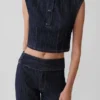 Loraine Sleeveless Denim Top – Indigo Pinstripe Loraine Sleeveless Denim Top – Indigo Pinstripe