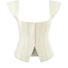 Loretta Cap Sleeve Denim Top – Ecru