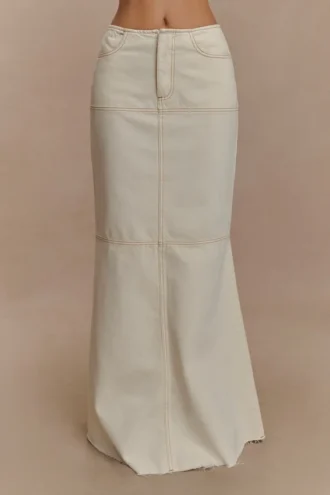 Loretta Denim Maxi Skirt – Ecru