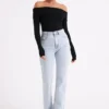 Lucinda Recycled Nylon Off Shoulder Top – Black Lucinda Recycled Nylon Off Shoulder Top – Black