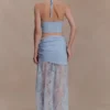 Lucy Lace And Knit Halter Top – Cornflower Blue Lucy Lace And Knit Halter Top – Cornflower Blue