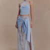 Lucy Lace And Knit Halter Top – Cornflower Blue Lucy Lace And Knit Halter Top – Cornflower Blue