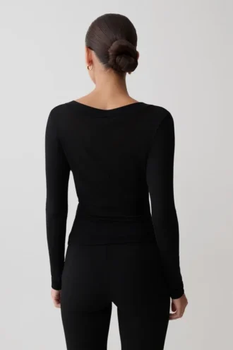 Lumi Long Sleeve Mesh Top – Black