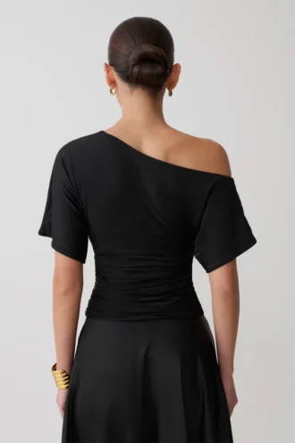 Luu Off Shoulder Slinky Top – Black