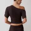 Luu Off Shoulder Slinky Top – Dark Chocolate Luu Off Shoulder Slinky Top – Dark Chocolate