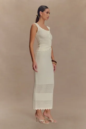 Madeline Scallop Knit Midi Skirt – Ivory Madeline Scallop Knit Midi Skirt – Ivory