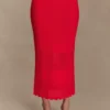 Madeline Scallop Knit Midi Skirt – Red Madeline Scallop Knit Midi Skirt – Red