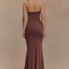 Madison Strapless Slinky Maxi Dress – Chocolate