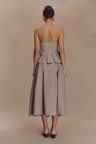 Mae A-Line Midi Skirt – Pebble Brown
