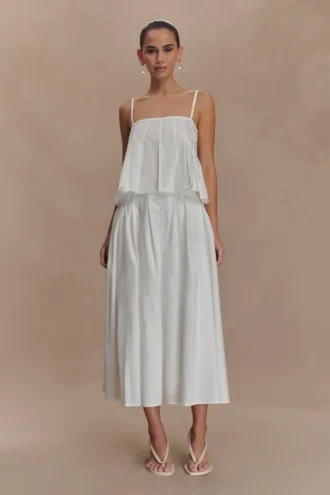 Mae A-Line Midi Skirt – White