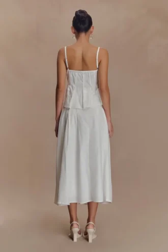 Mae A-Line Midi Skirt – White
