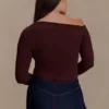 Maelle Off Shoulder Long Sleeve Top – Deep Chocolate Maelle Off Shoulder Long Sleeve Top – Deep Chocolate