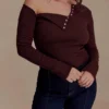 Maelle Off Shoulder Long Sleeve Top – Deep Chocolate Maelle Off Shoulder Long Sleeve Top – Deep Chocolate