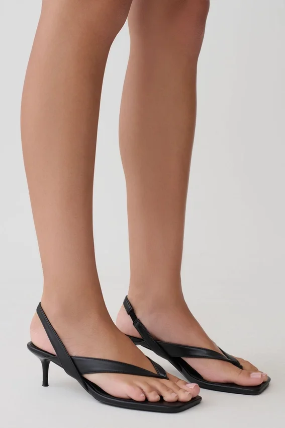 Mai Sling Back Thong Heel – Black Mai Sling Back Thong Heel – Black