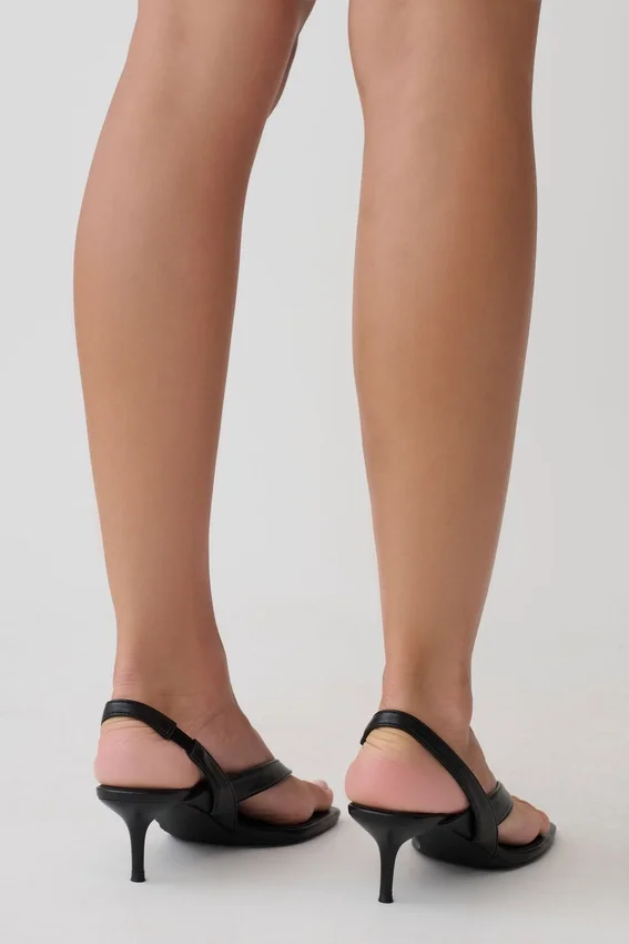 Mai Sling Back Thong Heel – Black Mai Sling Back Thong Heel – Black