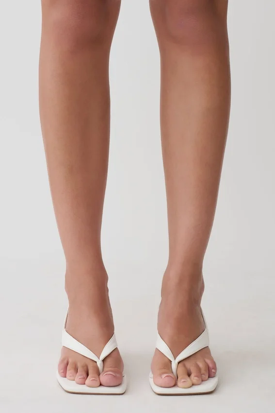 Mai Sling Back Thong Heel – White Mai Sling Back Thong Heel – White