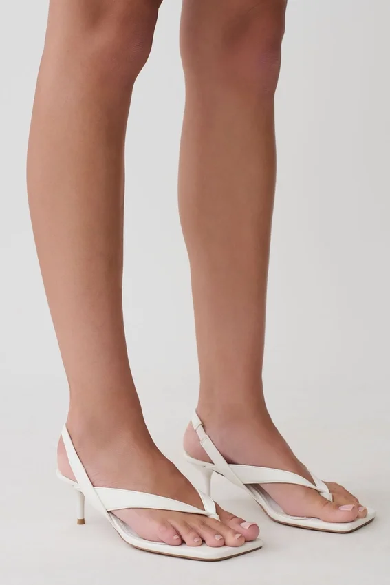 Mai Sling Back Thong Heel – White Mai Sling Back Thong Heel – White