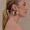 Maisie Round Gemstone Earrings – Gold Maisie Round Gemstone Earrings – Gold