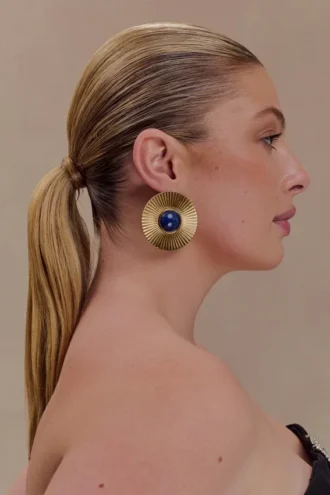 Maisie Round Gemstone Earrings – Gold Maisie Round Gemstone Earrings – Gold