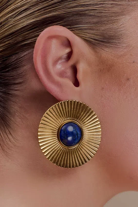 Maisie Round Gemstone Earrings – Gold Maisie Round Gemstone Earrings – Gold