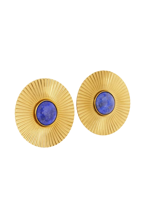 Maisie Round Gemstone Earrings – Gold Maisie Round Gemstone Earrings – Gold