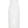 Maisie Strapless Sequin Midi Dress – White