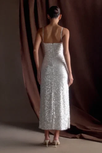 Makari Sequin Maxi Dress – White