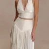 Makena Gathered V Neck Top – Opal White Makena Gathered V Neck Top – Opal White