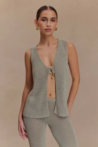 Malani Knit Top With Hardware – Sage
