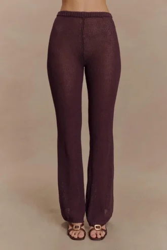 Malani Wide Leg Knit Pants – Chocolate