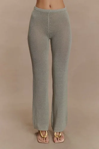 Malani Wide Leg Knit Pants – Sage
