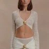 Mania Crochet Long Sleeve Cropped Top – Ivory Mania Crochet Long Sleeve Cropped Top – Ivory