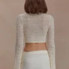Mania Crochet Long Sleeve Cropped Top – Ivory Mania Crochet Long Sleeve Cropped Top – Ivory