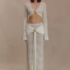 Mania Crochet Maxi Skirt With Hardware – Ivory